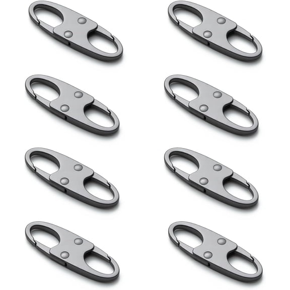 8pcs Anti Theft Zipper Clips Double Opening Small Carabiner Clips Zinc Alloy Zipper Pull Replacement for Travel, Commuting and Camping (Grey)