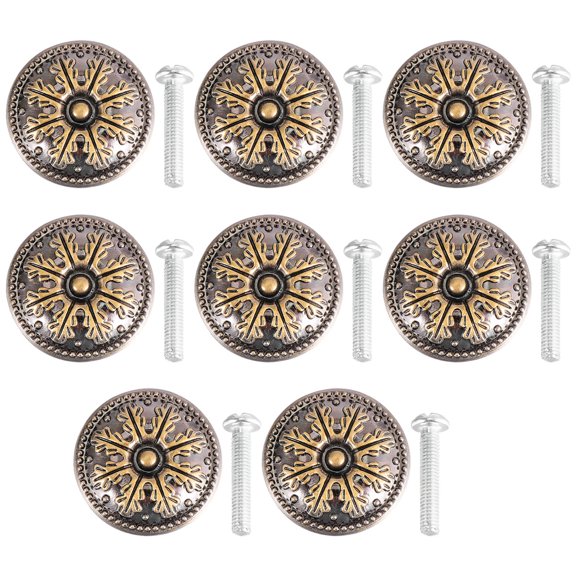 8-Piece Antique Style Door Knobs Set, 35mm Cabinet Drawer Pull Handles for Furniture Decoration and Home Improvement