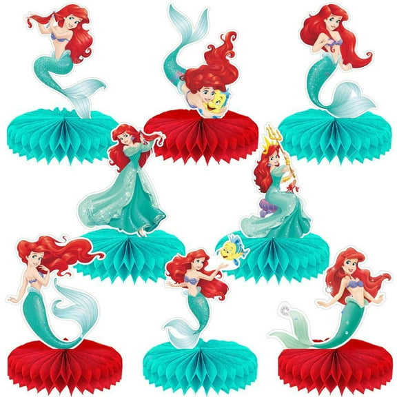 8pcs Ariel Honeycomb Decorations, Princess Honeycomb Centerpiece table decor, Birthday Party Supplies Ornaments