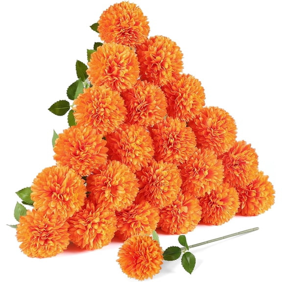 8pcs Artificial Chrysanthemum Ball Flowers Silk Hydrangea Bridal Wedding Bouquet for Home Garden Party Office Coffee House Decoration