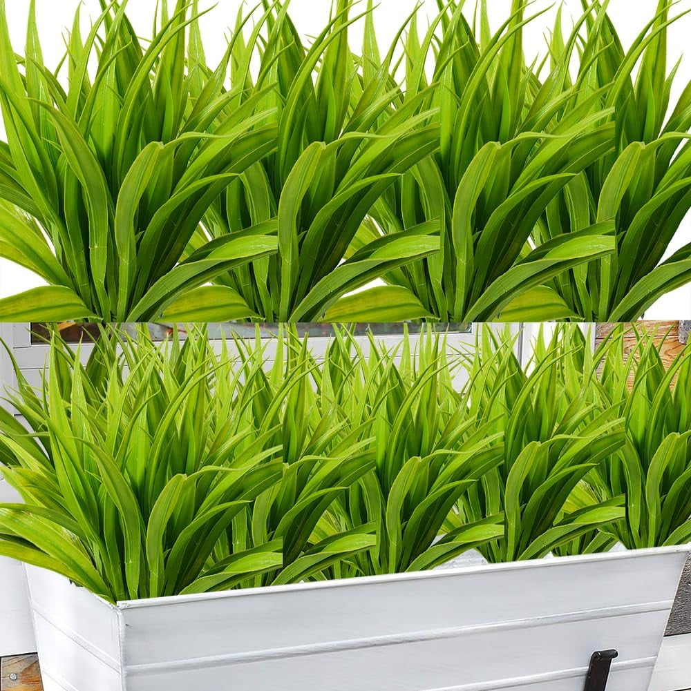 8pcs Artificial Fake Grass Plants Faux Fake Grasses Plastic Plant