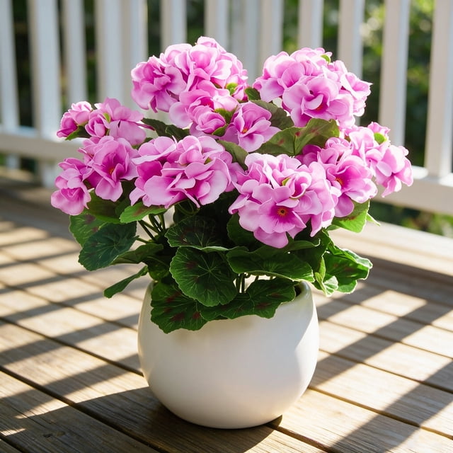 8pcs Artificial Flowers for Outdoor Indoor,13.7 inch Pink Geranium Fake ...