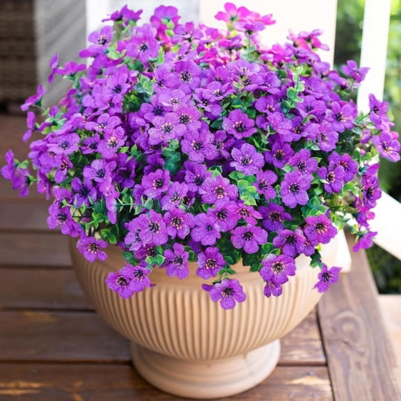 8pcs Artificial Flowers for Outdoor Indoor Garden Home Decoration, Faux Flower Daisy with Eucalyptus Leaves Fake Plants Greenery Boxwood Porch Patio Window Decor