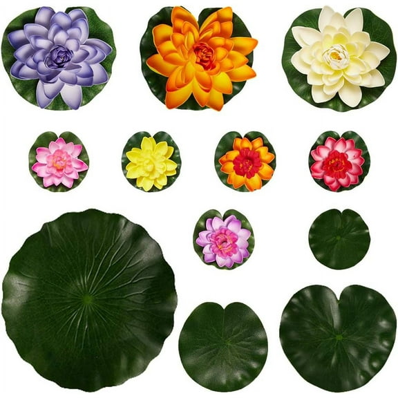 8pcs Artificial Foam Lotus Pond Floating Plants for Garden Pond Fountain Aquariums Home Garden Wedding