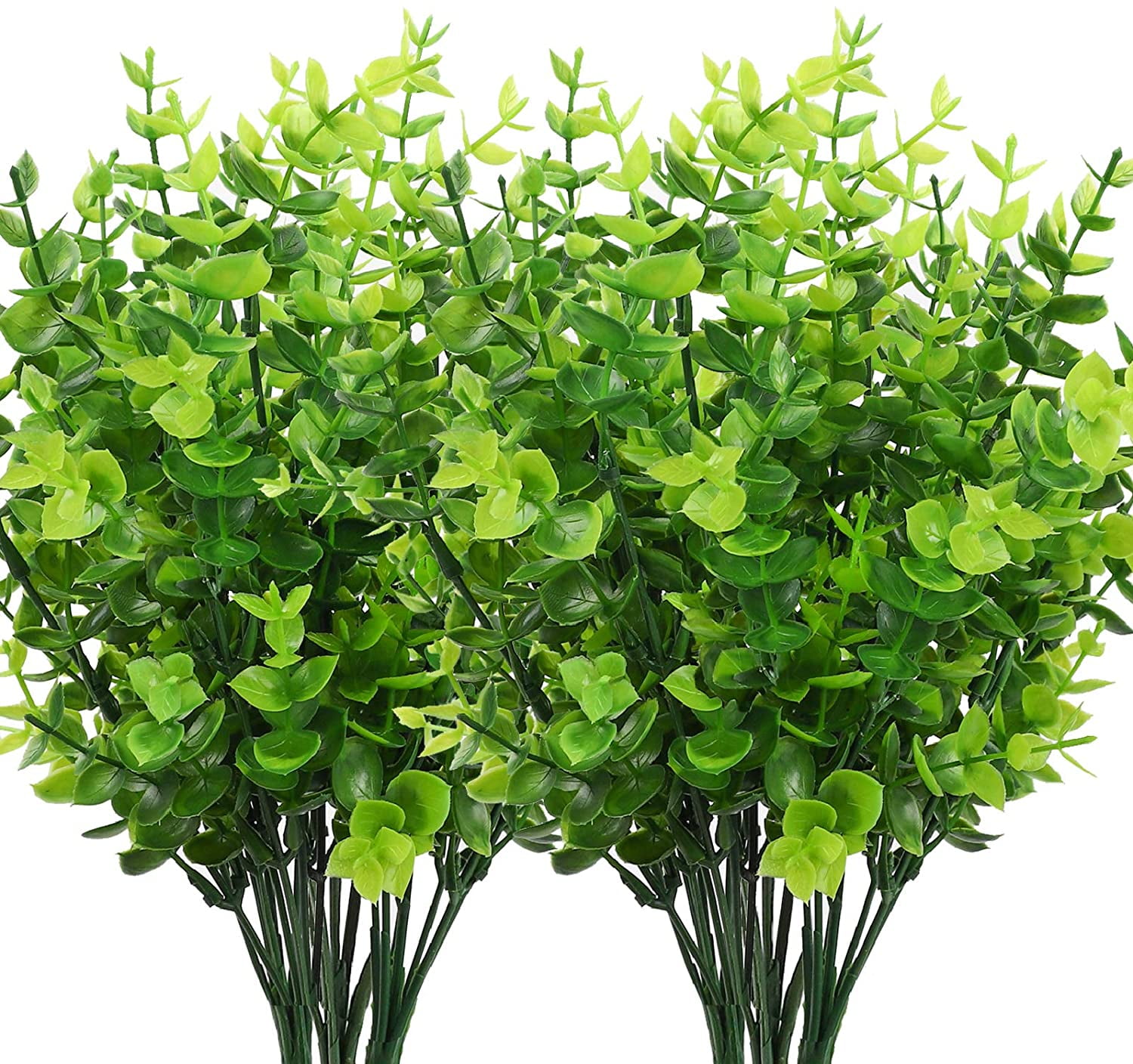 8pcs Artificial Greenery Plants Outdoor UV Resistant Fake Plastic Boxwood Shrubs Grass Stems for Home Wedding Courtyard Indoor and Outside Garden Porch Patio Window Box Farmhouse Decoration