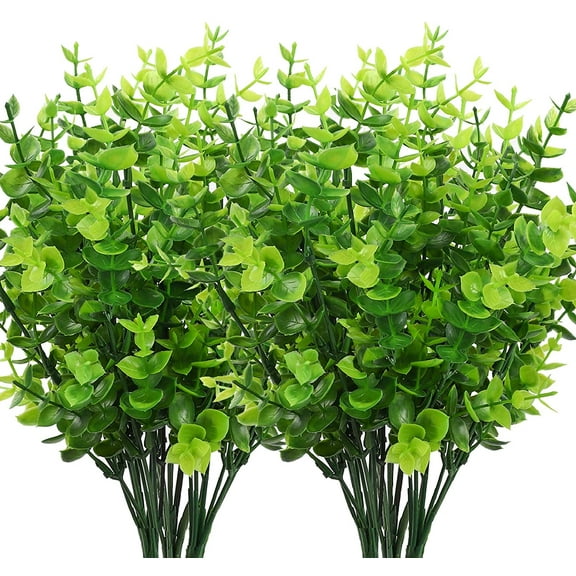 8pcs Artificial Greenery Plants Outdoor UV Resistant Fake Plastic Boxwood Shrubs Grass Stems for Home Wedding Courtyard Indoor and Outside Garden Porch Patio Window Box Farmhouse Decoration