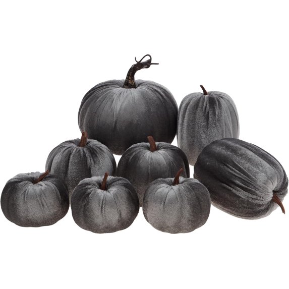 8pcs Artificial Halloween Pumpkin Fake Champagne Velvet Cloth Pumpkins Decoration Party Home Farmhouse Tabletop Kitchen Photography Props