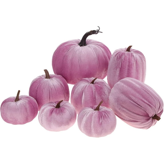 8pcs Artificial Halloween Pumpkin Fake Champagne Velvet Cloth Pumpkins Decoration Party Home Farmhouse Tabletop Kitchen Photography Props