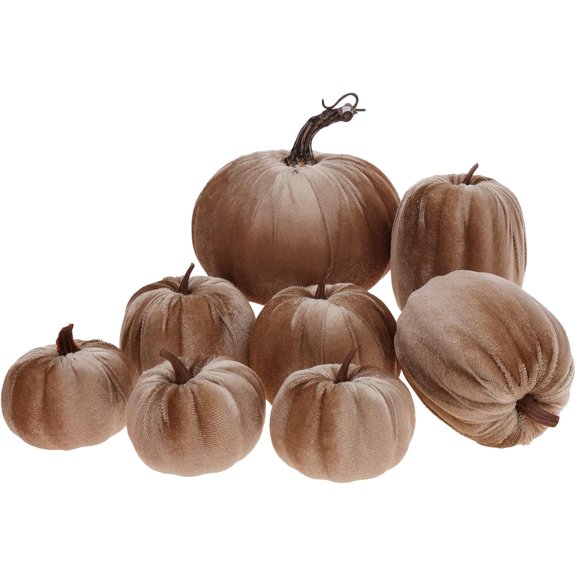 8pcs Artificial Halloween Pumpkin Fake Champagne Velvet Cloth Pumpkins Decoration Party Home Farmhouse Tabletop Kitchen Photography Props
