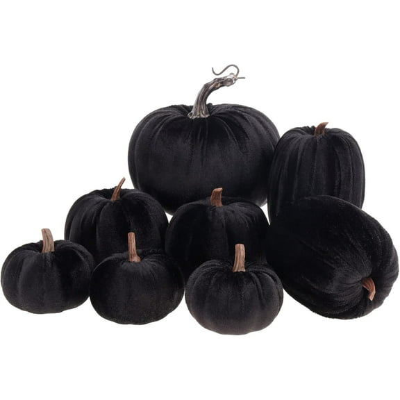 8pcs Artificial Halloween Pumpkin Fake Champagne Velvet Cloth Pumpkins Decoration Party Home Farmhouse Tabletop Kitchen Photography Props