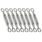 8pcs Auto 304 Stainless Steel Eye and Eye Turnbuckle Wire Rope Tension Replacement Silver Tone