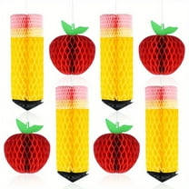 8pcs  Back To School Hanging Decorations Honeycomb Apple Back To School Classroom Decoration Paper Birthday Celebration Anniversary Party Ceiling Decoration Party, School Celebration