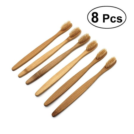 8pcs Bamboo Toothbrush Natural Wooden ECO Friendly Toothbrush with Bristles