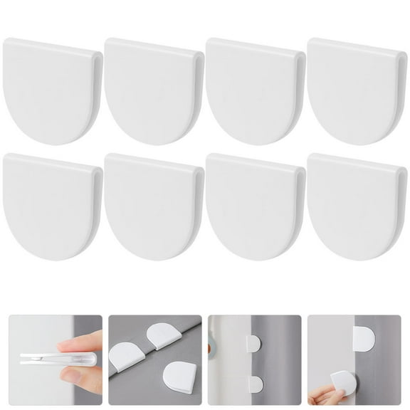 8pcs Bathroom Shower Curtain Clips Adhesive Shower Splash-proof Clips Curtain Holders