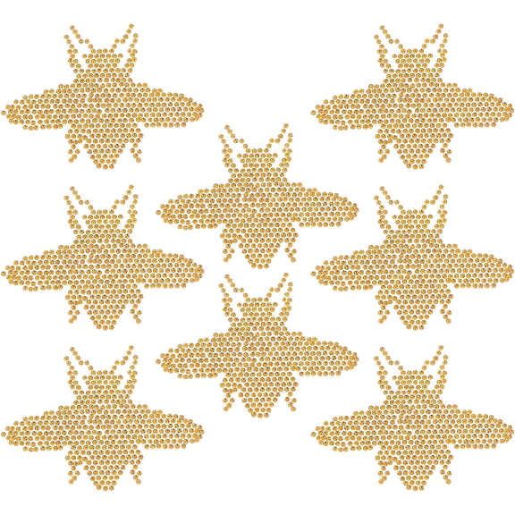 8pcs Bee Hotfix Rhinestone Iron on Appliques Costume Accessories for Clothes Bags Pants Sunflower 60x80x1mm Glass Rhinestone