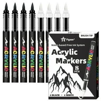 8pcs Black and White Acrylic Paint Markers Set, Large Ink Capacity, Acrylic Markers for Illustration Sketching, Wood, Glass