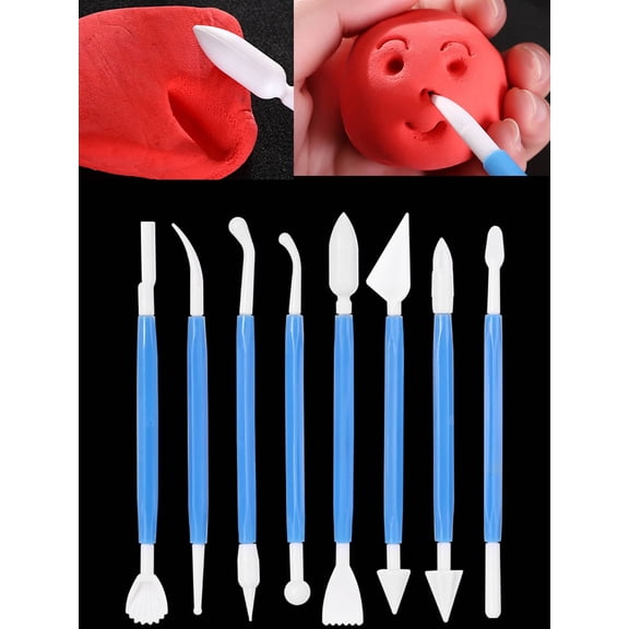 8pcs Blue Clay Sculpting Tools Plastic Modeling Knives