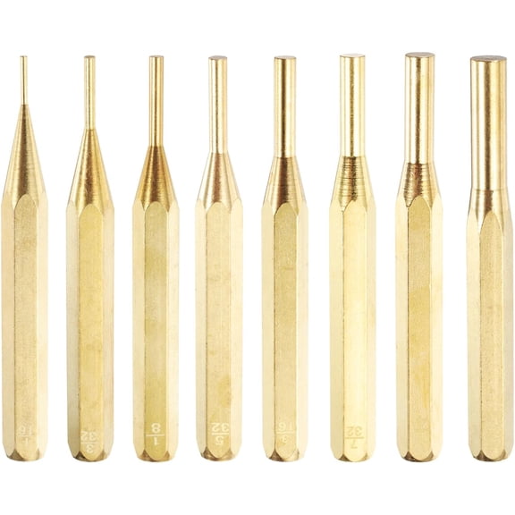 8pcs Brass Punch Set 1/16" 3/32" 1/8" 5/32" 3/16" 7/32" 1/4" 5/16" Non-marring Drive Pin Punch Cylindrical Alignment Punches for Watch Repair Jewelry and Craft$$Tools & Hardware Other