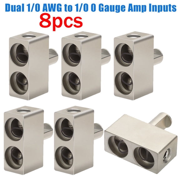 8pcs Car Audio Power/Ground Dual 1/0 Gauge To 1/0 Gauge Offset Amp Input Reducers