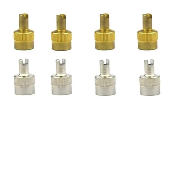 8pcs Car Tire Tool Cap Pure Copper Nickel-plated Valve Cap Valve Cap 8PCS (4*yellow+4*silver) Protect Your Tyre Valve Core