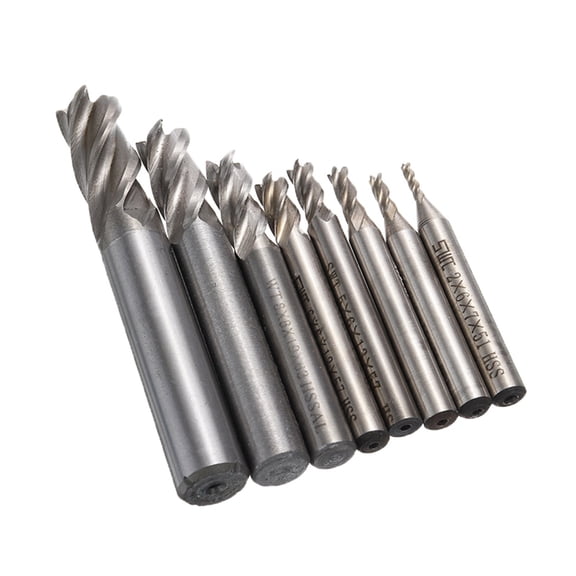8pcs Carbide Straight Shank Milling Cutter Kit Set 4 Flute End Mill CNC Cutter Drill Bit Tool 2 to 12mm