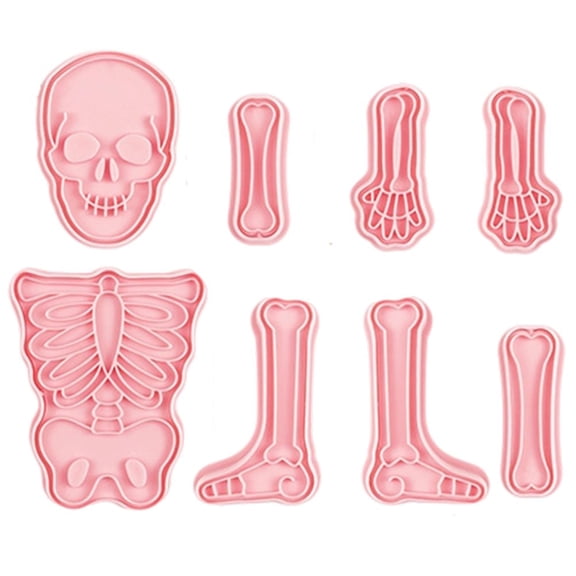 8pcs Cartoon Human Bone Shaped Cookie Cutter, Halloween Puzzle Fondant Biscuit Mold Body Skull Shape Funny Cookie Cutter for Baking and Crafts