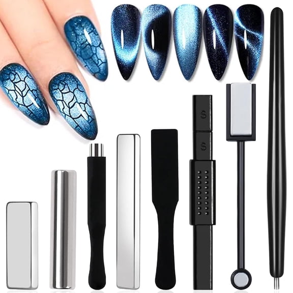 8pcs Cat Eye Magnet for Nails Magnetic Gel Nail Polish Nail Magnets Wand Magnet Board Square Thickened Strong Nail Polish Magnet Nail Design Tools Acrylic Nail Art Accessories