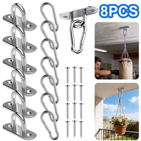 8pcs Ceiling Hooks, EEEkit Steel Pad Eye Plate Anchor Heavy Duty Ceiling Light Hook Plant Hanger with Screws for Lamp Basket Ceiling Fan
