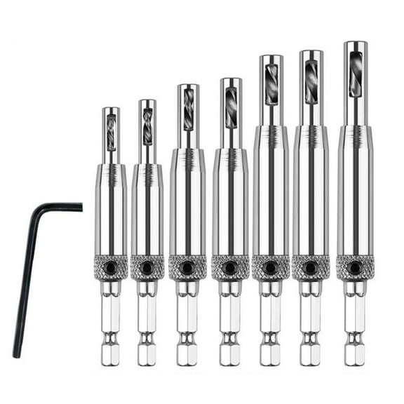 8pcs Center Drill Bit Set With Both Sides Holes, Hex Key, 7 Replacement Drill Bits, High Speed Steel Hole Drilling Tool Kit
