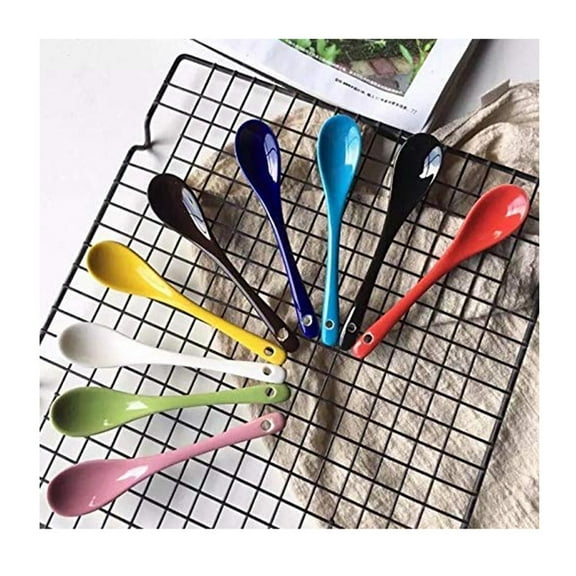 8pcs Ceramic Spoons Porcelain Egg Spoons Coffee Dessert Yogurt Tea Tea Spoons 13cm ( )