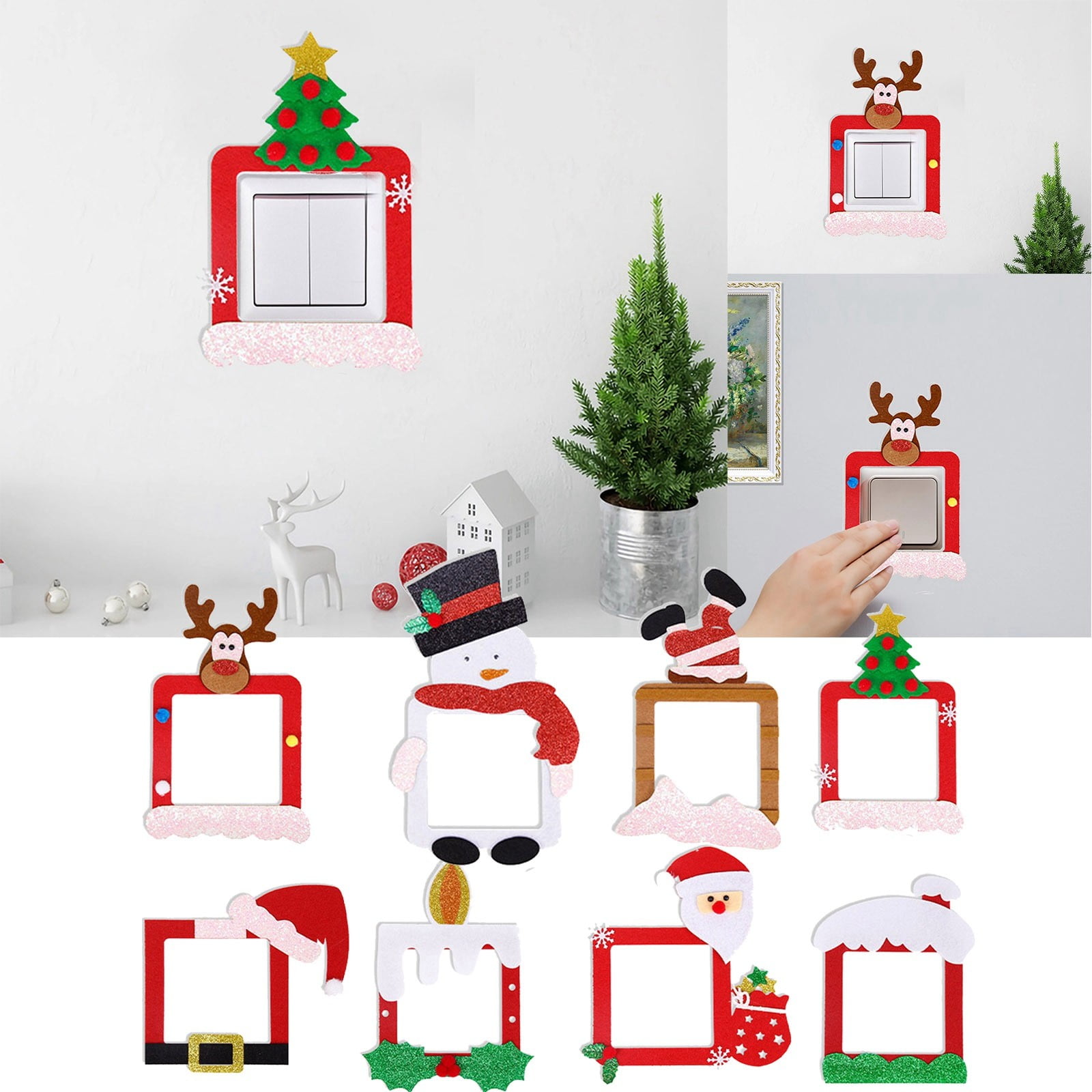 8pcs Christmas Wall Sticker Removable Sticker Light Decorative Decal