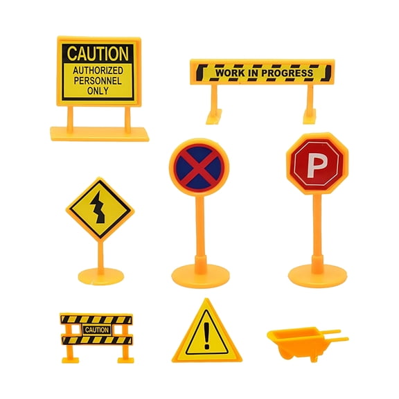 8pcs City Engineering Road Signs for Doll House Interactive Learning Playset