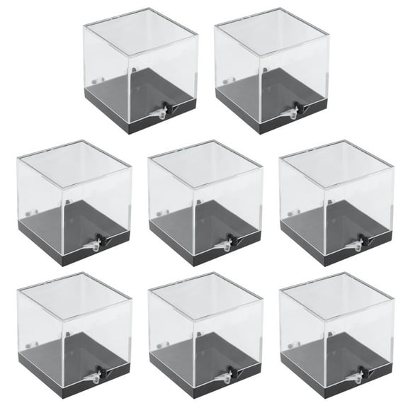 8pcs Clear Display Case Specimen Box Protection Showcase Transparent Cube Mineral Boxes