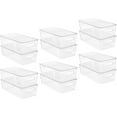 8pcs Clear Organizers and Storage Bins with Lids, Stackable Plastic