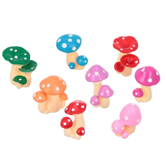 OUNONA Mushroom Fairy House Decor Figurines Assorted Colors 8 Pieces Cute Garden Ornaments Indoor Outdoor Decoration