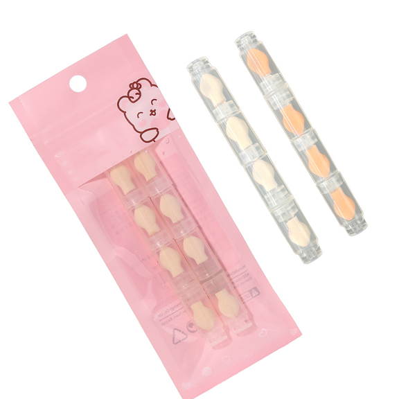 8pcs Compact Detachable Eyeshadow Sponge Applicators Natural Disposables Makeup Brushes For Travel or Home Use
