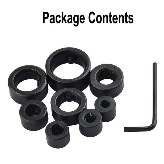 8pcs Countersink Drill-Bits-Stop-Collar Set Adjustable Depth Drilling Hex-Wrench