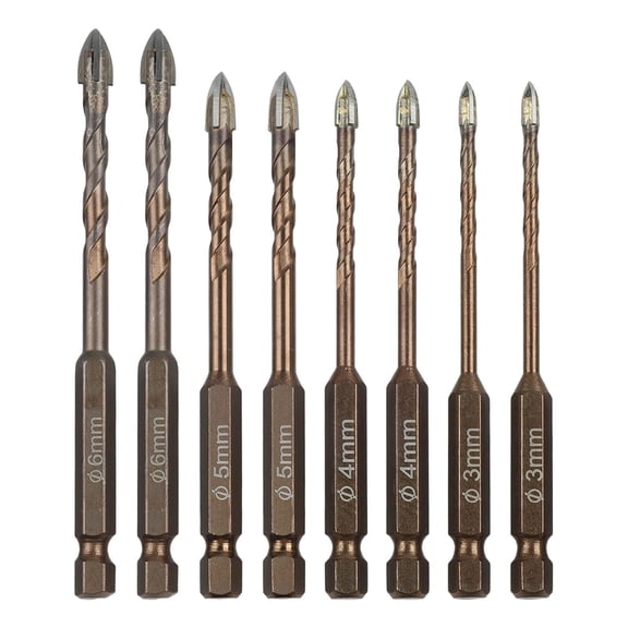 8pcs Cross Hexagon Tile Glass Cement Metal Wood Plastic drilling hole Drill Bit