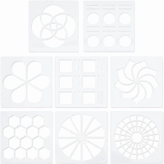 8pcs Crylic Drawing Painting Stencils Templates 2.48x2.48x0.1inch Mixed Shapes Swatching Template Stencil