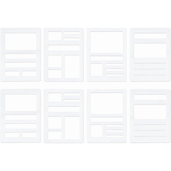 8pcs Crylic Drawing Painting Stencils Templates 3.5x2.48x0.1inch Rectangle Swatching Template Stencil