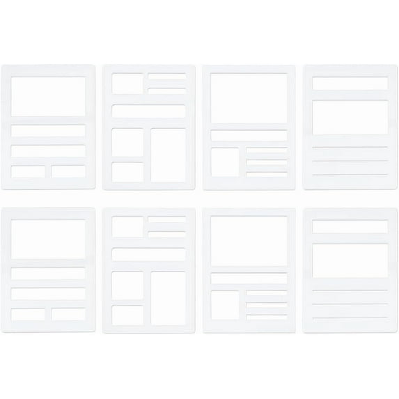 8pcs Crylic Drawing Painting Stencils Templates 3.5x2.48x0.1inch Rectangle Swatching Template Stencil