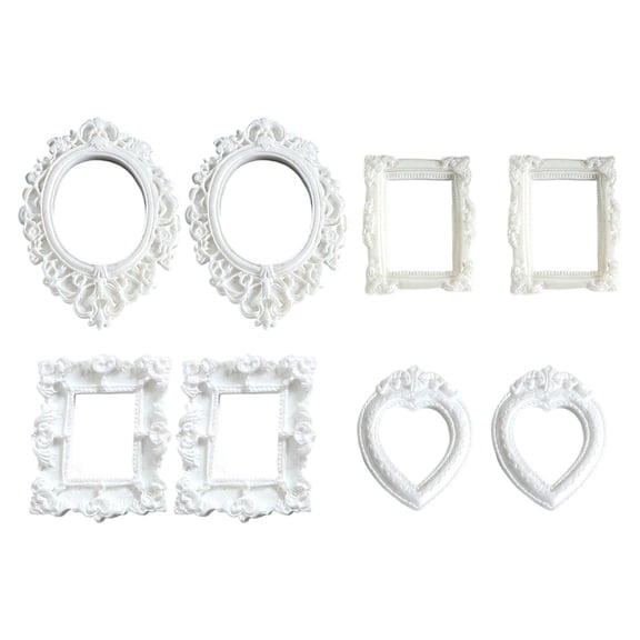 8pcs Customizable Baroquely Picture Frame Figurine for Fridge Magnet Decors Jewelry Making Craft Hairband Decoration
