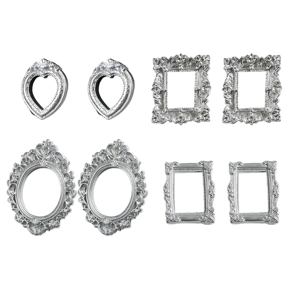 8pcs Customizable Baroquely Picture Frame Figurine for Fridge Magnet Decors Jewelry Making Craft Hairband Decoration