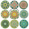 thumbnail image 1 of 8pcs DIY Diamond Painting Coaster Kit with Green Floral Design and Stand, Perfect for Home Decor and Gift Giving, 1 of 6