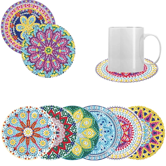 8pcs DIY Diamond Painting Coaster Kit with Mandala Design and Stand The Perfect Choice for Home Decor and Gifting