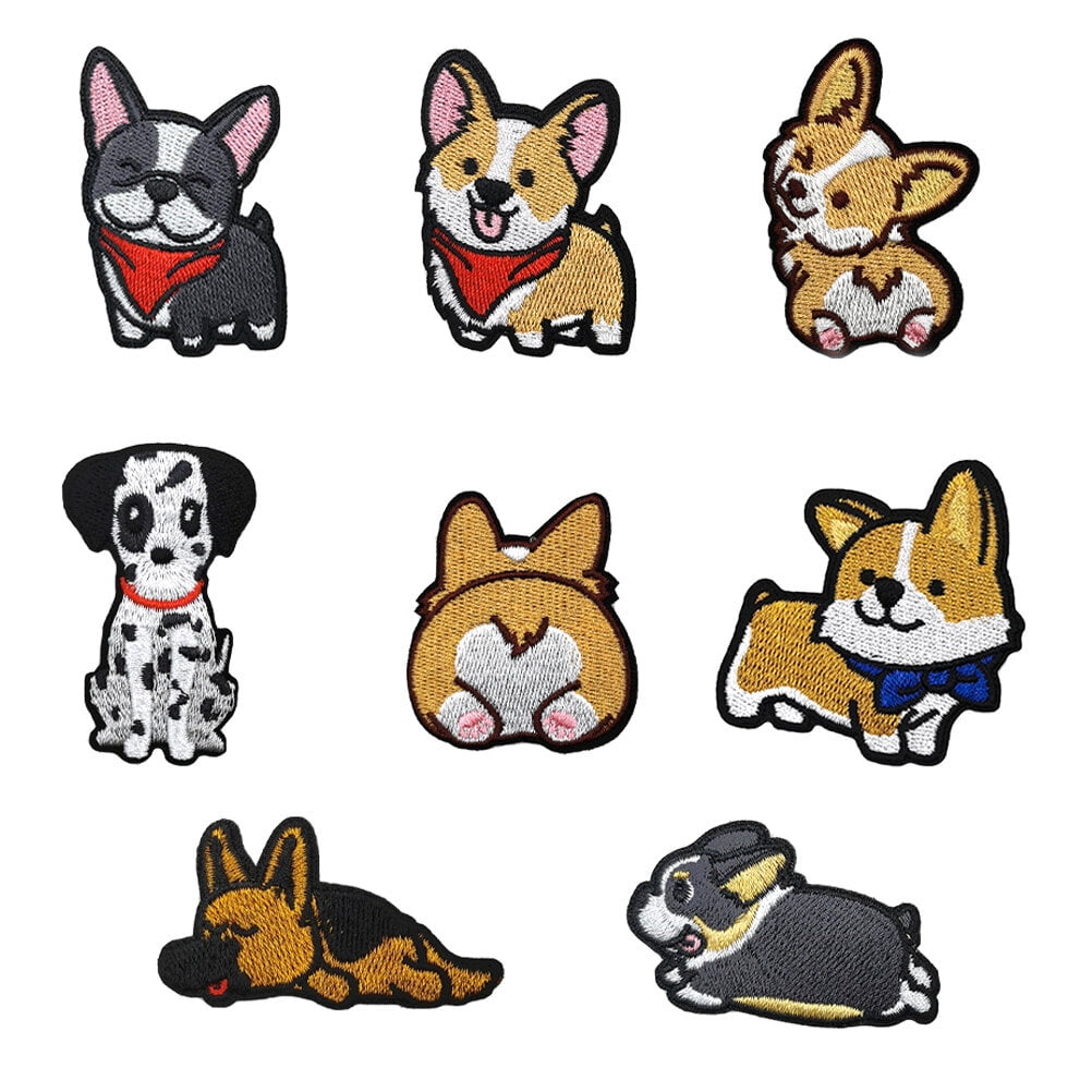 8pcs DIY Patches Sewing Patches Dog Shaped Embroidered Repair Appliques