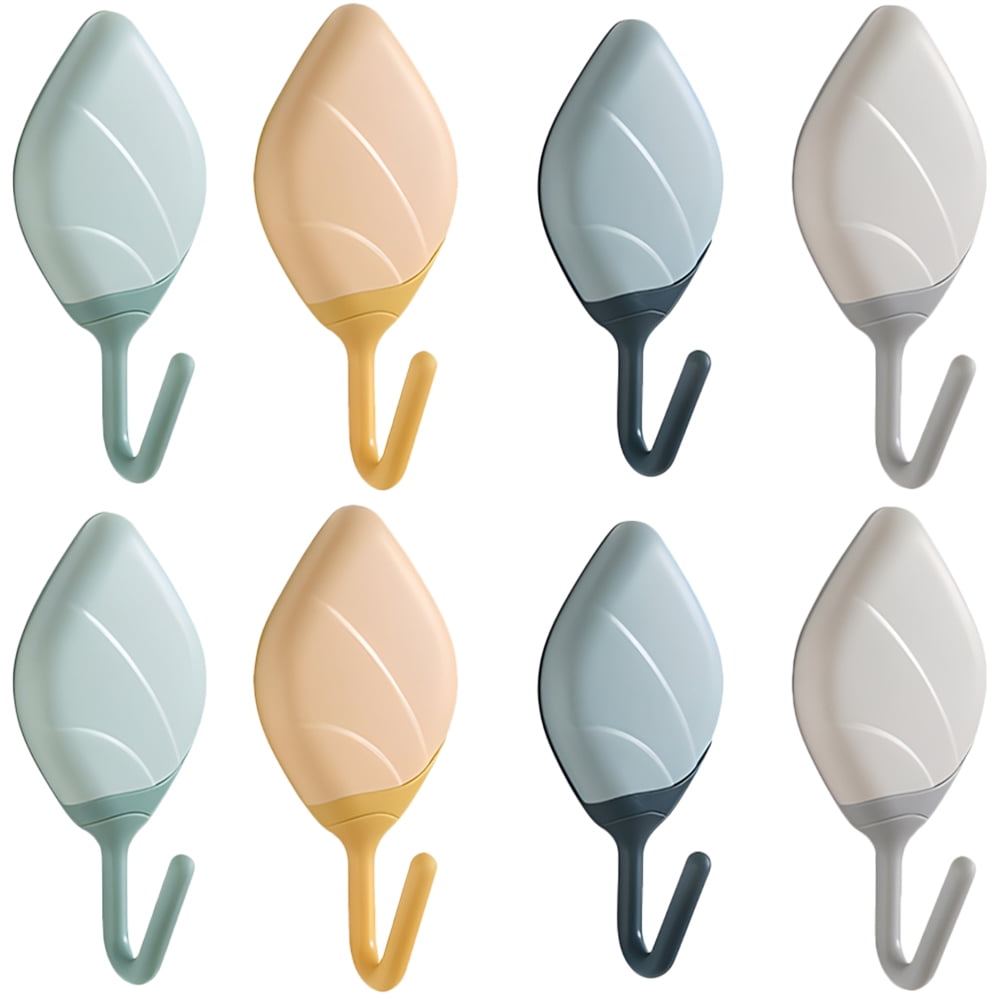 8pcs Decorative Hooks Leaf Design Sticky Hooks Bathroom Door Hooks ...