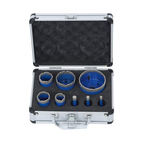 8pcs Diamond Hole Saw Drill Bits Set, 6-68mm M14 Threaded Core Drill Bits for Tile, Ceramic, Porcelain, Marble, Granite, Stone - Triangle Shank with Storage Case (Blue)$$
