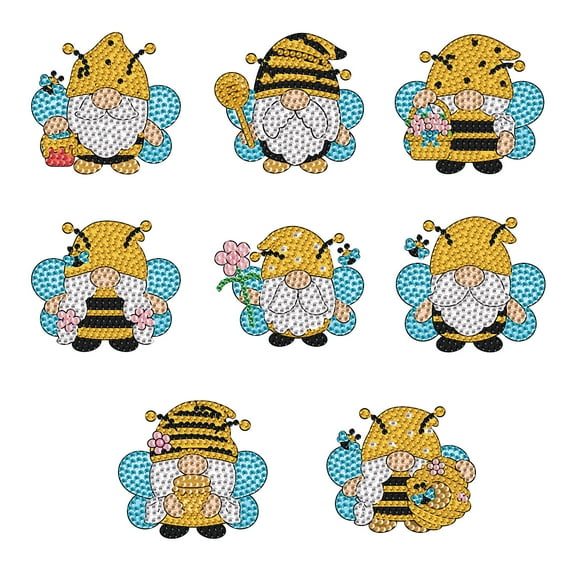 8pcs Diamond Painting Kit Fridge Magnets Bee-Shaped DIY Glitter Magnetic Stickers Creative Handmade Fridge Decor Perfect for Kitchen Decor and Holiday Gifts