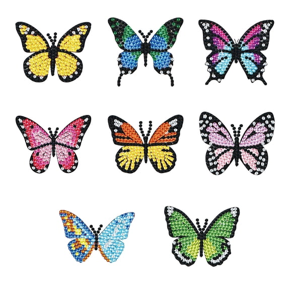 8pcs Diamond Painting Kit Fridge Magnets Butterfly-Shaped DIY Glitter Magnetic Stickers Creative Handmade Fridge Decorations Perfect for Kitchen Decor and Holiday Gifts